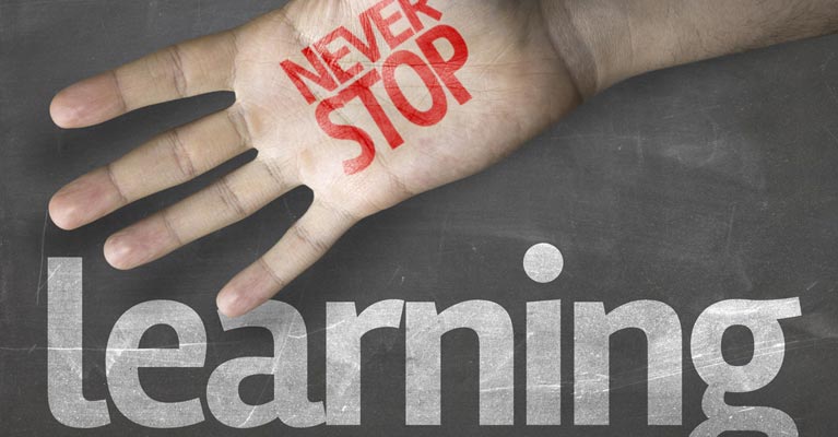 Never stop learning graphic