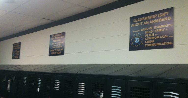 Locker room with football psychology messages by Dan Abrahams 1