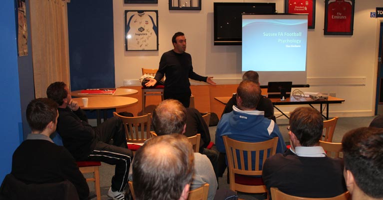 Dan Abrahams presenting at the Sussex Football Association