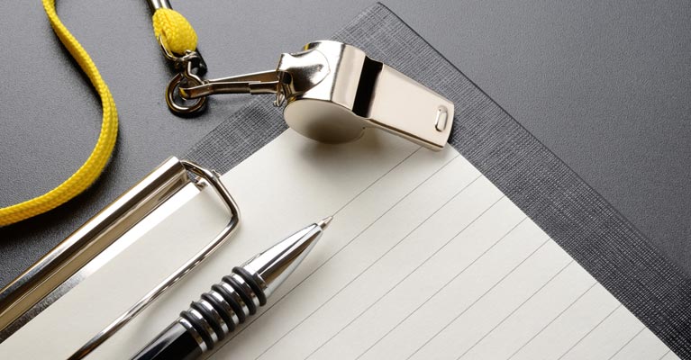 Referee whistle on a table